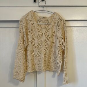 Natural Life Cream Crochet Sweater